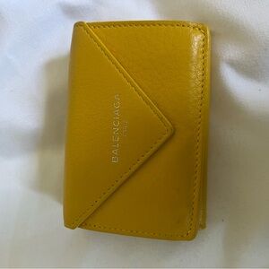 Balenciaga Mustard Yellow Leather Card Holder